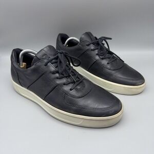 ECCO Shoes Mens Size 8 Black Leather Low Top Casual Walking Comfort Sneakers